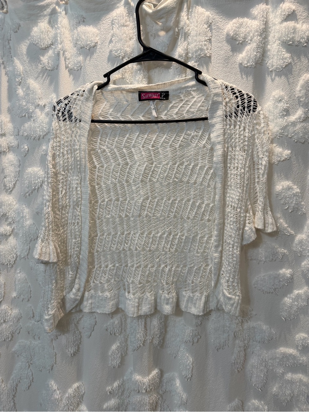 Say What? White Open-Knit Cropped Cardigan